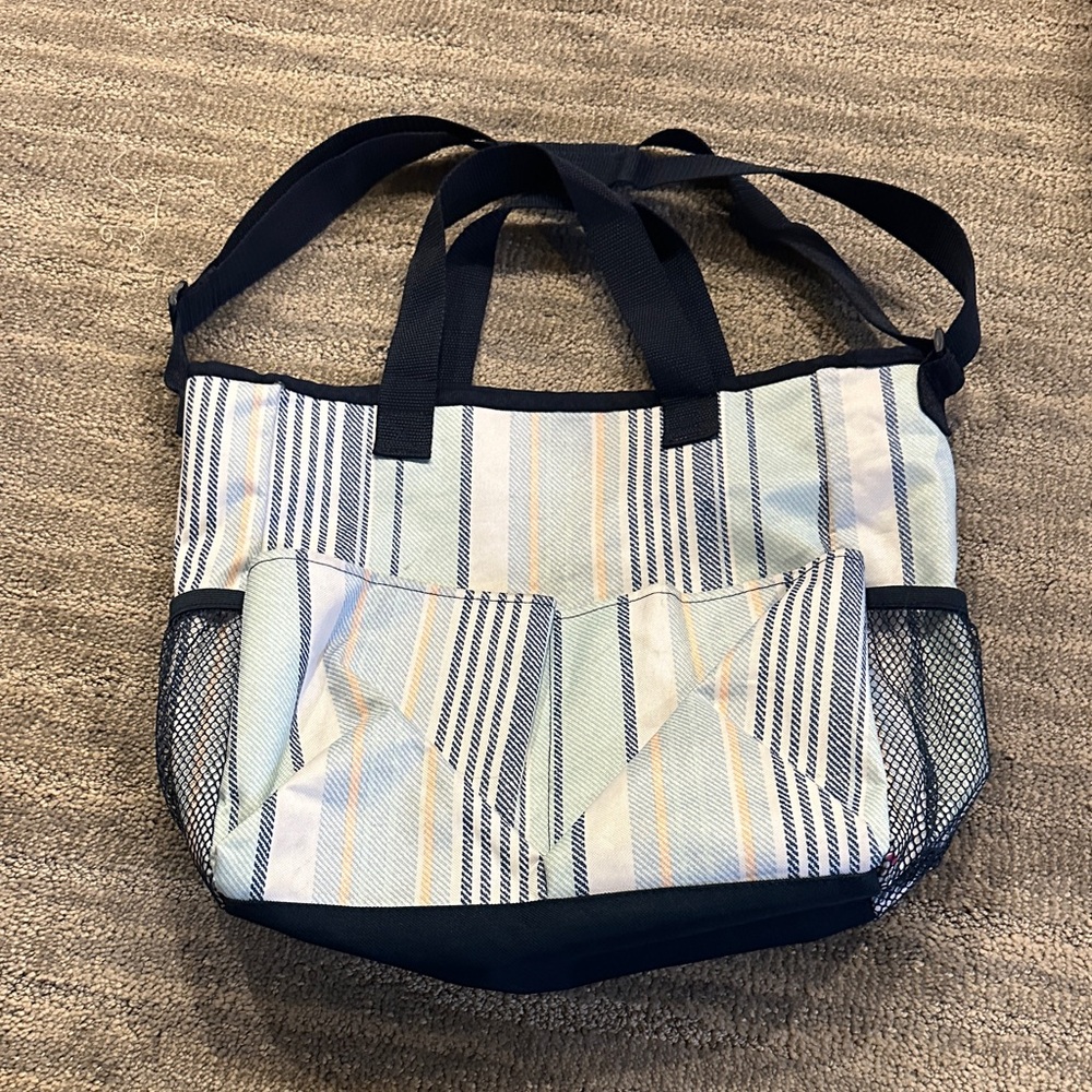 Thirty-One Navy and Yellow Striped Tote